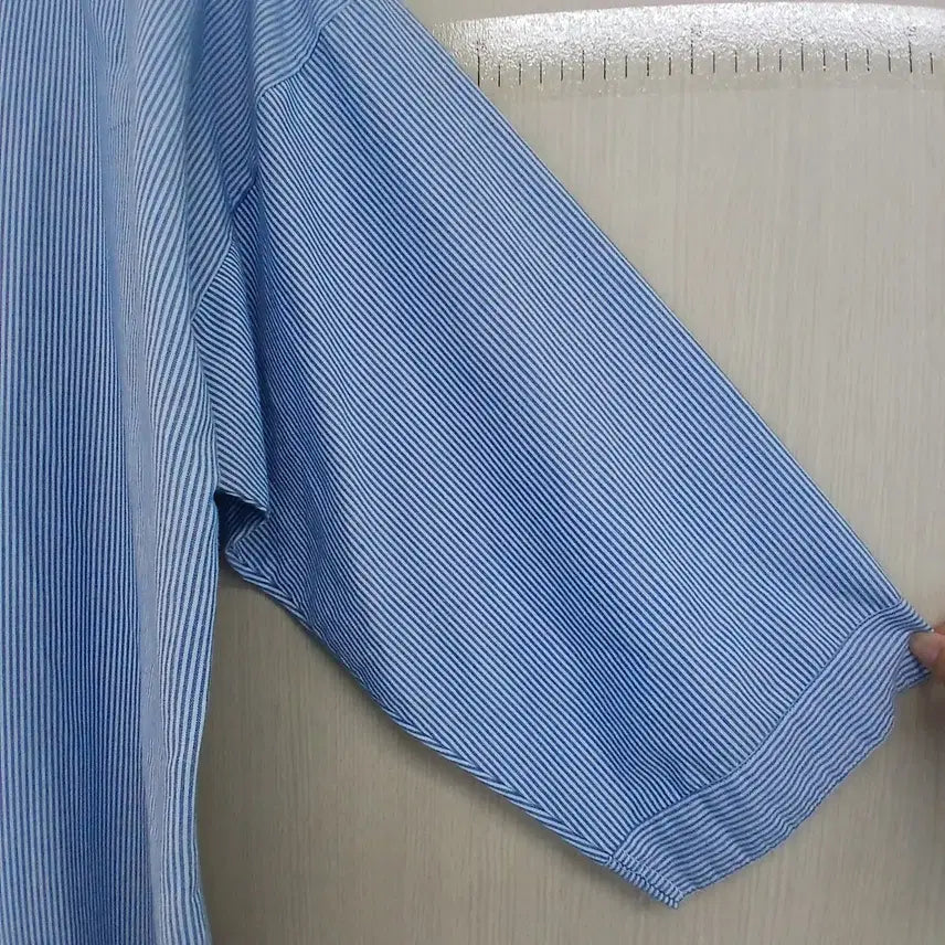[BUNJANG] Sky Blue Striped Long Shirt Dress / 스트라이프 셔츠 롱원피스 하늘색