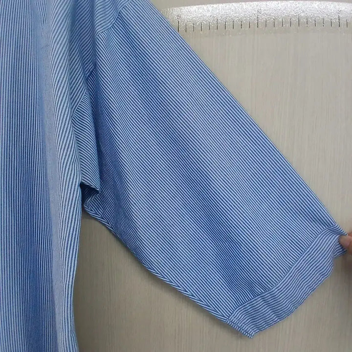 [BUNJANG] Sky Blue Striped Long Shirt Dress / 스트라이프 셔츠 롱원피스 하늘색