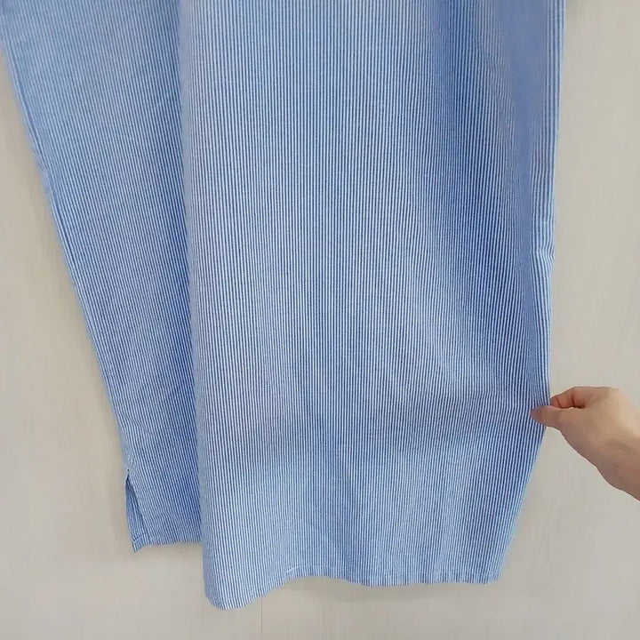 [BUNJANG] Sky Blue Striped Long Shirt Dress / 스트라이프 셔츠 롱원피스 하늘색