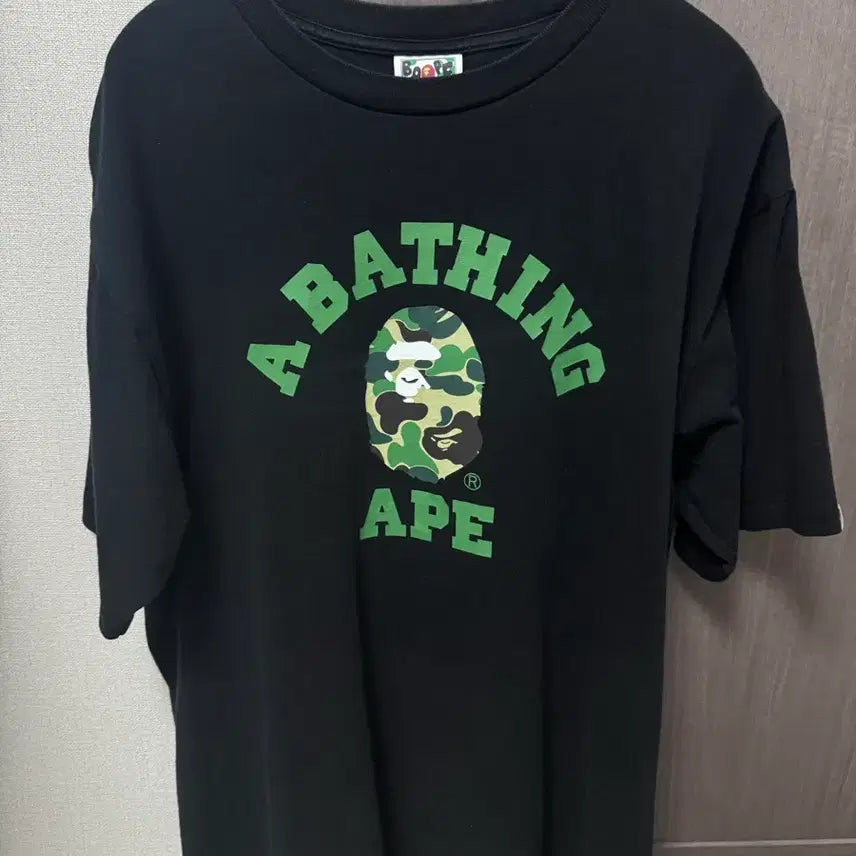 [SOLD OUT] 베이프 ABC 카모 컬리지 티셔츠 블랙 그린 XL