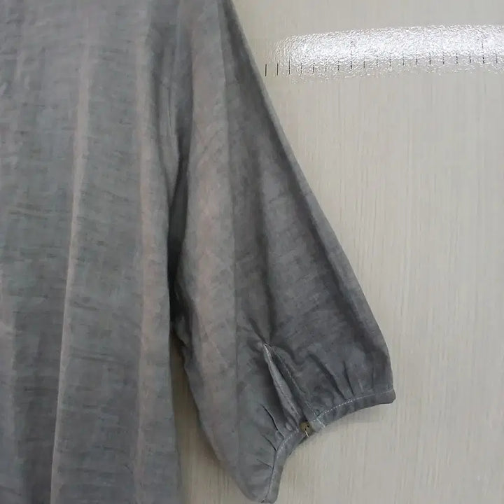 [BUNJANG] Floral Embroidered Linen Dress - Gray / 플라워 자수 린넨 원피스 그레이