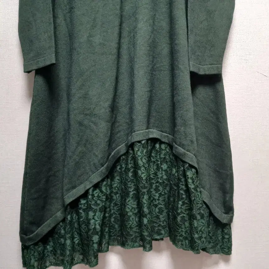 [BUNJANG] Green Layered Knit Long Dress / 여성 니트 롱 원피스 그린 레이어드
