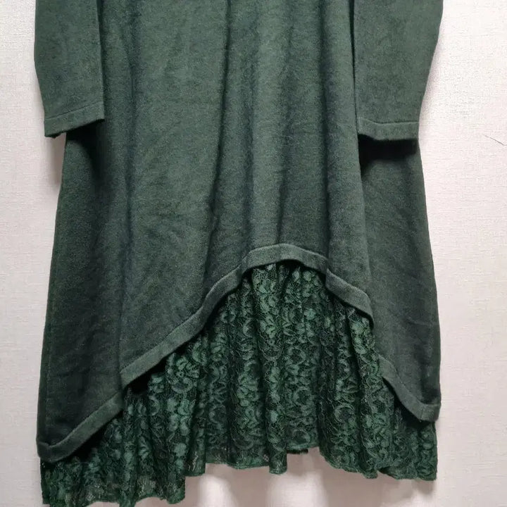 [BUNJANG] Green Layered Knit Long Dress / 여성 니트 롱 원피스 그린 레이어드