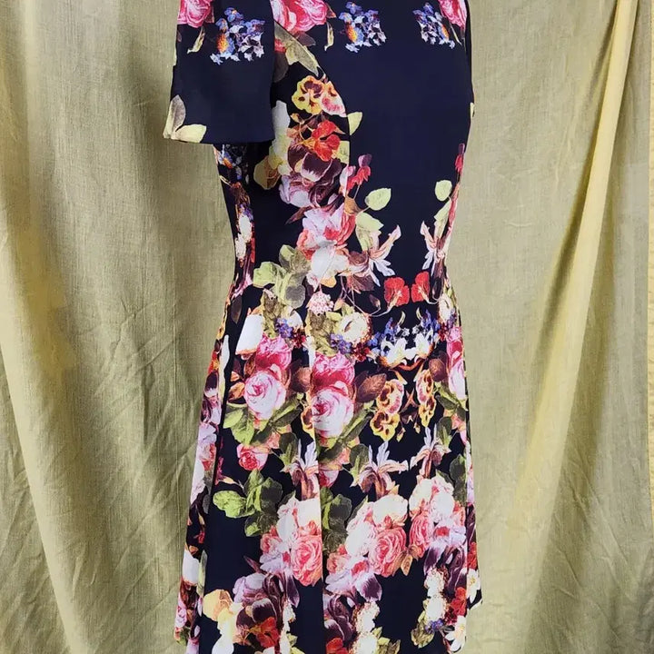 [BUNJANG] SATIN Floral Print A-line Dress / SATIN 플라워 원피스 A라인 슬림핏 하객룩