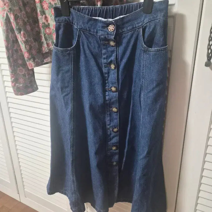 [BUNJANG] High-Waist Denim Skirt / 허리밴딩 청치마