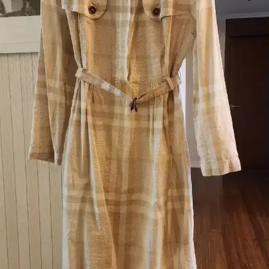[BUNJANG] Burberry Check Belted Long Dress / 버버리 체크 벨트 롱 원피스