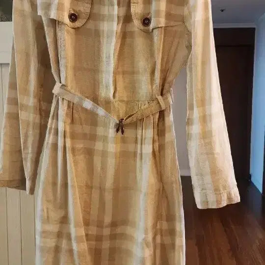 [BUNJANG] Burberry Check Belted Long Dress / 버버리 체크 벨트 롱 원피스