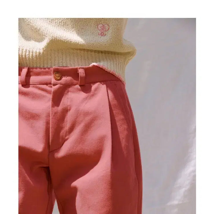 [BUNJANG] Sienne Marco Wide Pleated Cotton Pants - Pink - M - New / 시엔느 마르코 와이드 핀턱 코튼 팬츠 핑크 M 새상품