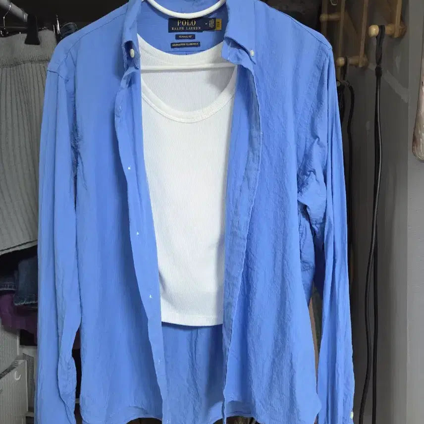 [SOLD OUT] 폴로 랄프로렌 하늘색 긴팔 여름셔츠 부들부들