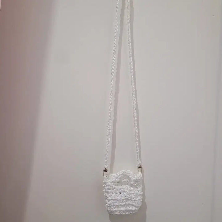 [BUNJANG] One &amp; Only Handmade Mini Knitted Satin Crossbody Bag / 원앤온리 핸드메이드 뜨개 미니 새틴 크로스백