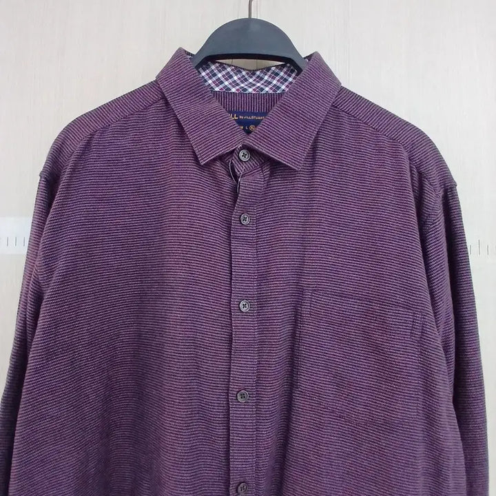[BUNJANG] Jill by Jill Stuart Wine Striped Long Sleeve Shirt / 질바이질스튜어트 와인색 스트라이프 긴팔 셔츠