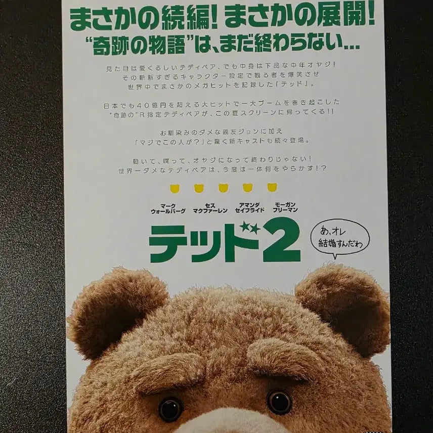 [BUNJANG] Ted 2 Japanese Flyer / [영화팜플렛] 19곰 테드 2 일본 전단지 (2015) 마크월버그