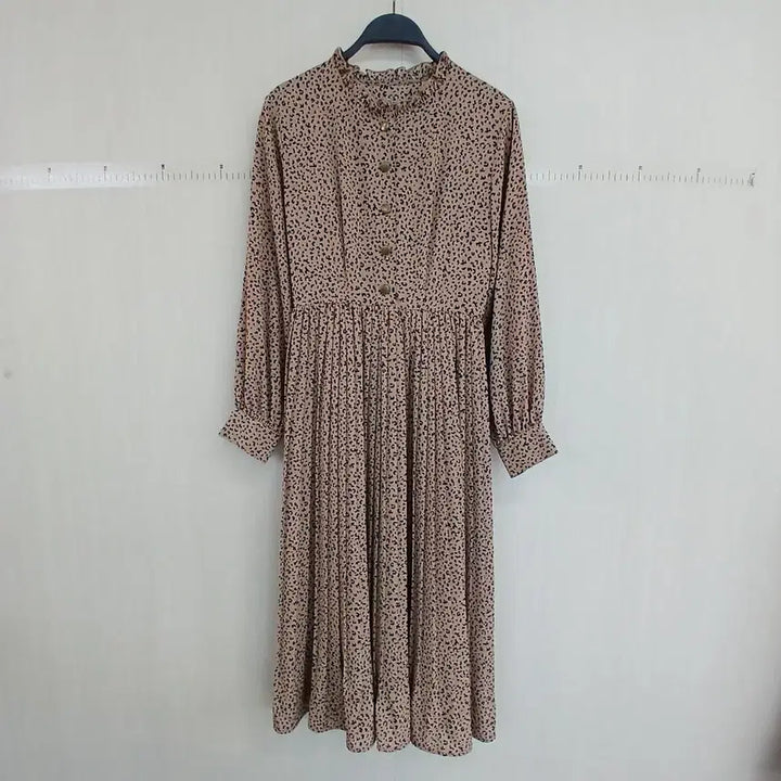 [BUNJANG] Chiffon Floral Long Sleeve Dress / 쉬폰 잔꽃무늬 롱 원피스 긴팔