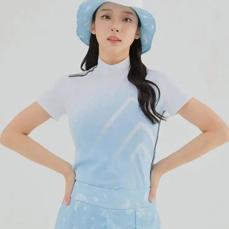 [BUNJANG] Renoma Gradient Printed High Neck T-shirt / 레노마 / 그라데이션 나염 하이넥 반팔티 90