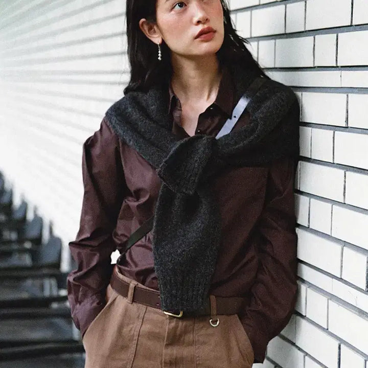 [BUNJANG] Urbanic30 Align Shirt Burgundy / 얼바닉30 Align shirt 버건디