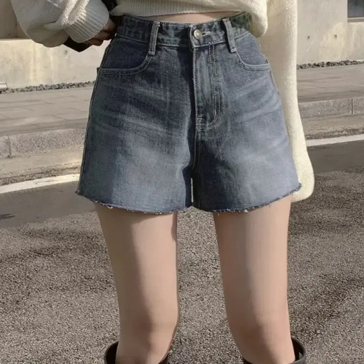 [BUNJANG] Hinik Stamp Short Pants (Medium Blue) / 히니크 스탬프 숏팬츠 중청