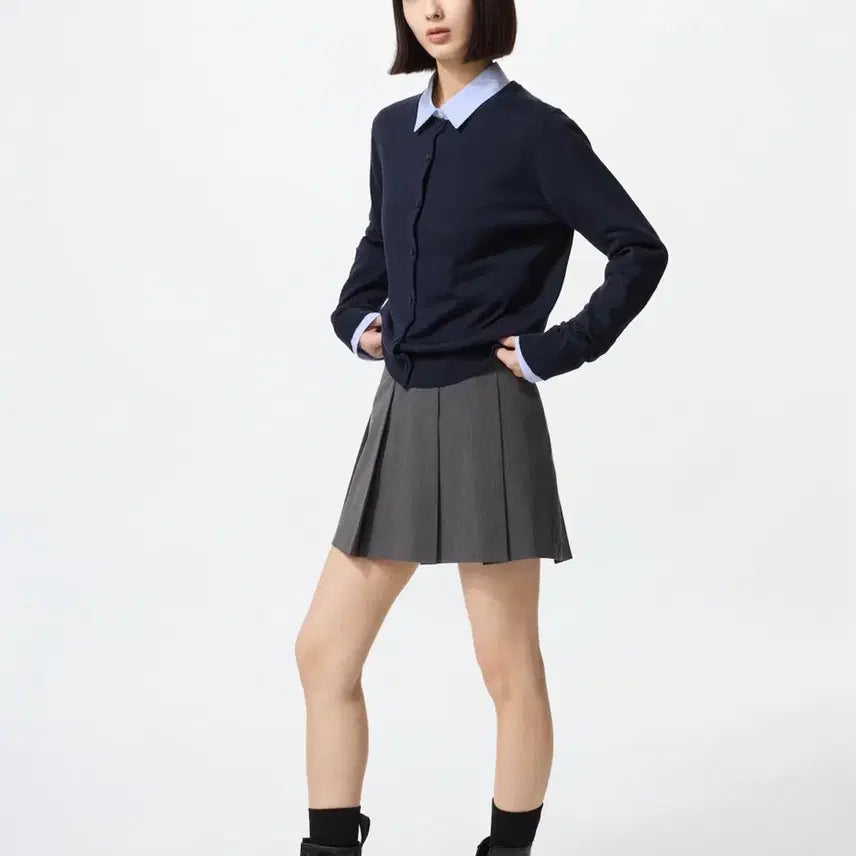[BUNJANG] Uniqlo Pleated Skorts Skirt - Black - Size S / 유니클로 플리츠 스코츠 스커트 블랙 s