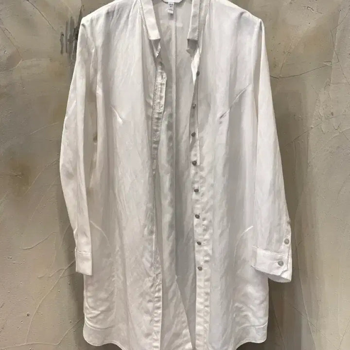 [BUNJANG] Italiana Rayon Linen Long Shirt Dress / 이따리아나 레이온 73%마 혼방 롱 셔츠 원피스 66~77