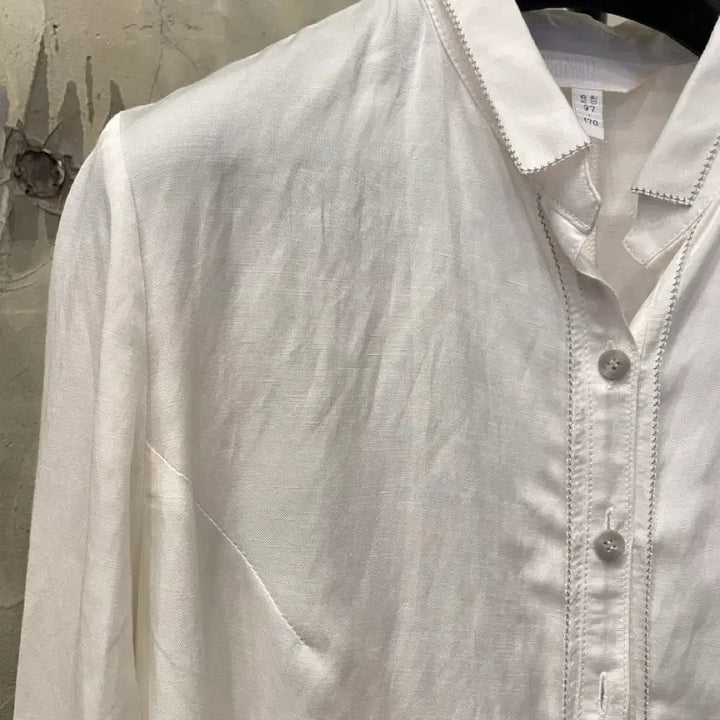 [BUNJANG] Italiana Rayon Linen Long Shirt Dress / 이따리아나 레이온 73%마 혼방 롱 셔츠 원피스 66~77