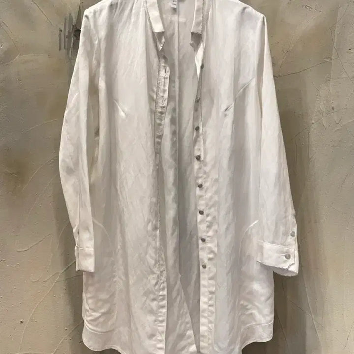 [BUNJANG] Italiana Rayon Linen Long Shirt Dress / 이따리아나 레이온 73%마 혼방 롱 셔츠 원피스 66~77