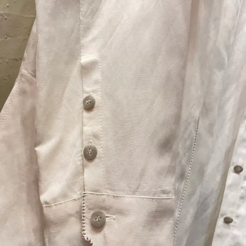 [BUNJANG] Italiana Rayon Linen Long Shirt Dress / 이따리아나 레이온 73%마 혼방 롱 셔츠 원피스 66~77