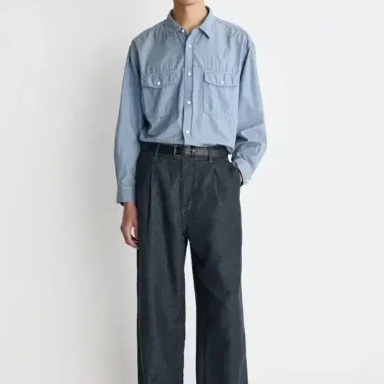 [BUNJANG] Pottery Cotton Oversized Pocket Shirt Mid Blue Size 4 / 포터리 코튼 오버사이즈 포켓셔츠 미드블루 4사이즈