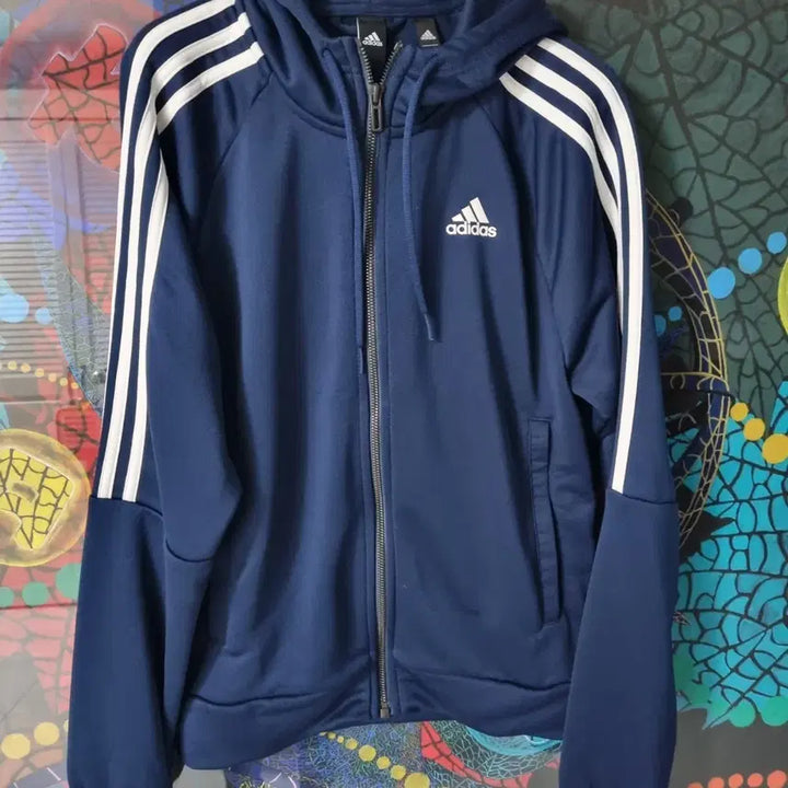 [BUNJANG] Adidas Three-Stripes Full-Zip Hoodie Navy Size 55 / 아디다스 삼선 후드집업 네이비55