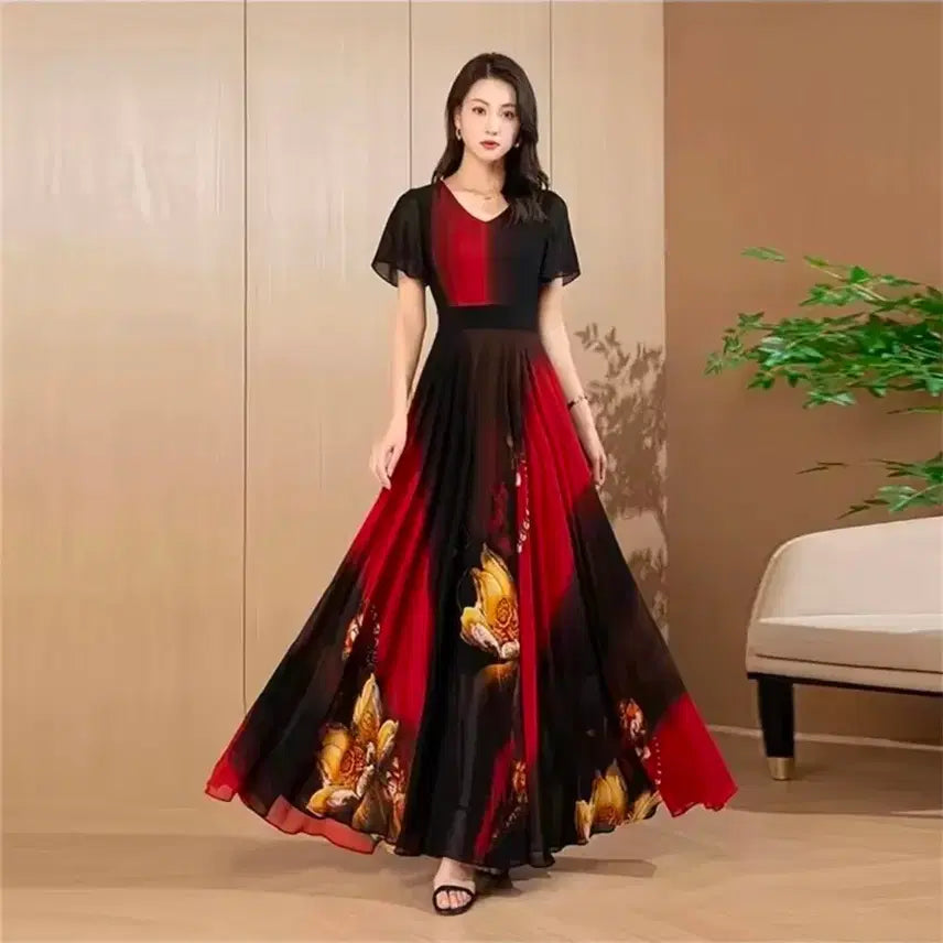 [BUNJANG] Floral Print Long Skirt Dancewear - Size 66 / 새상품) 플로럴 롱 스커트 댄스복 66