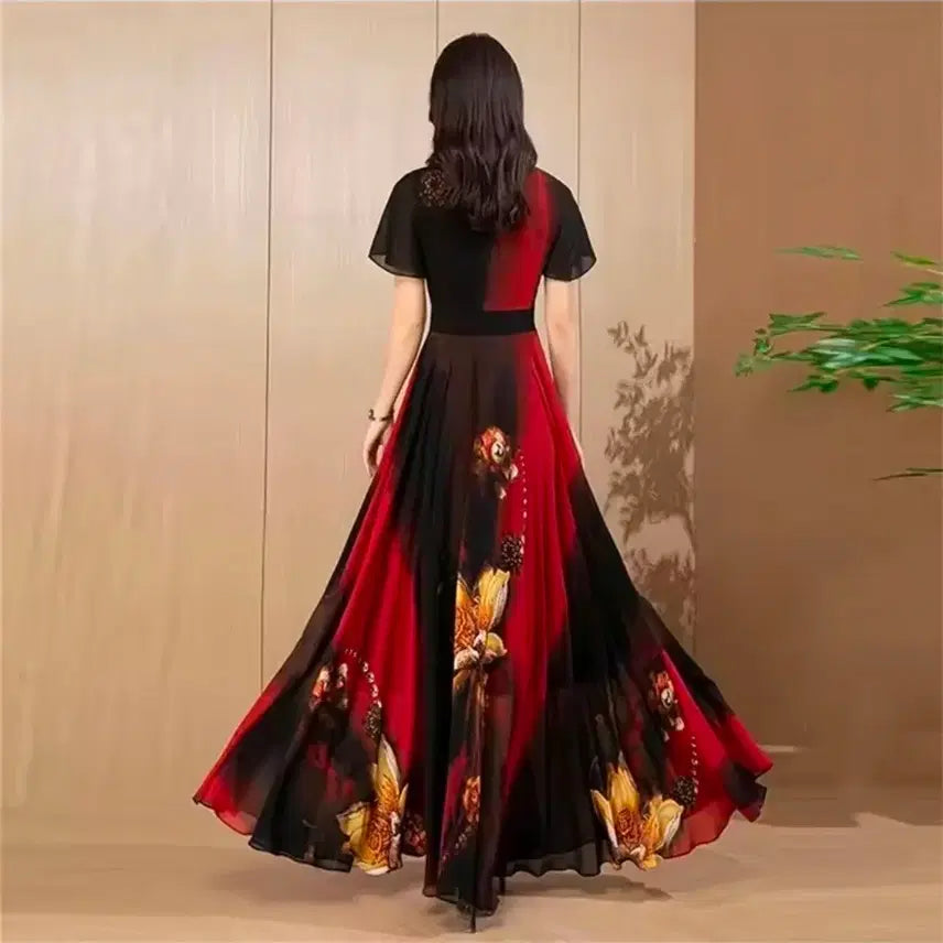 [BUNJANG] Floral Print Long Skirt Dancewear - Size 66 / 새상품) 플로럴 롱 스커트 댄스복 66