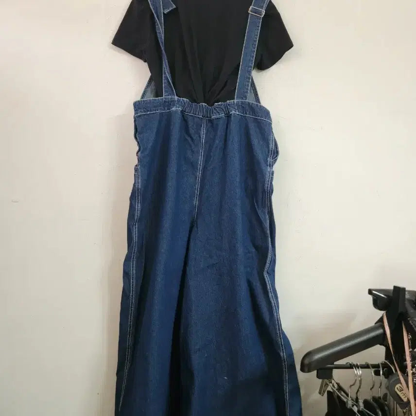 [BUNJANG] Denim Wide Bib Pants / 데님 와이드 멜빵바지