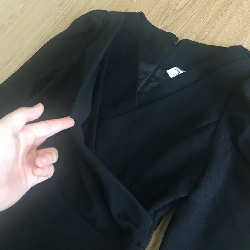 [BUNJANG] V-Neck Black Wrap Suit Dress / 브이넥 검정 랩 정장원피스 S