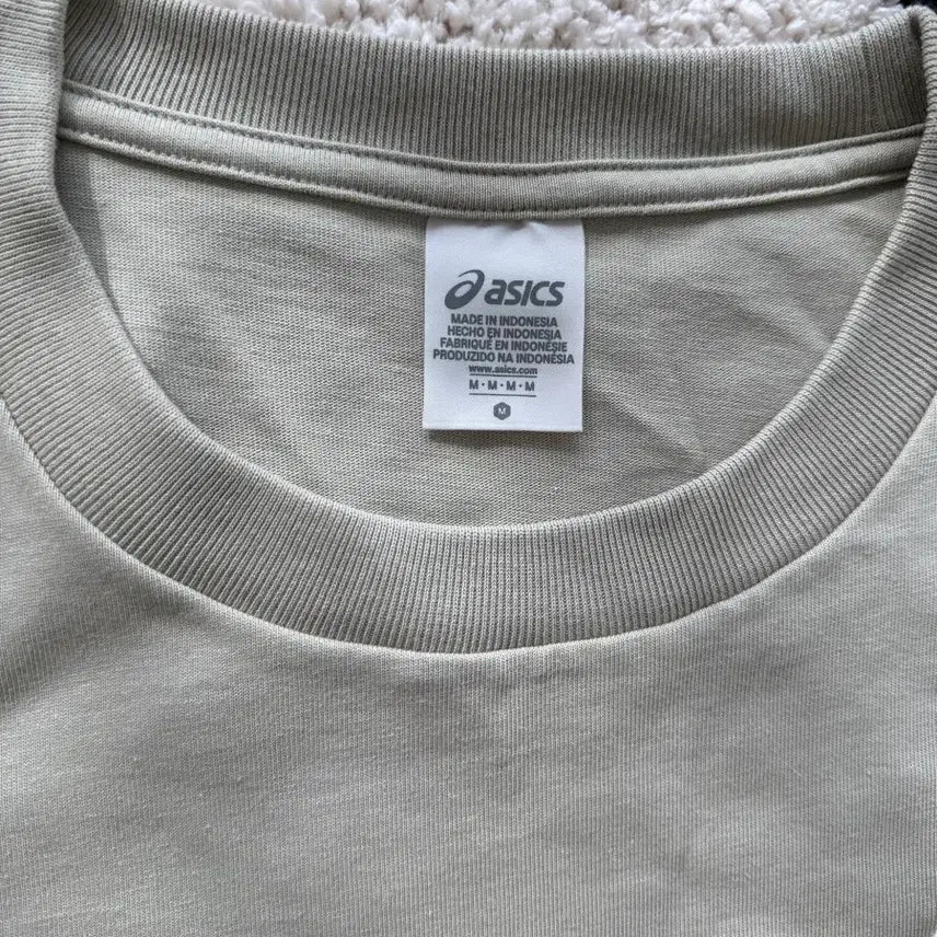 [BUNJANG] Asics Logo T-shirt Khaki Short Sleeve / 아식스 로고 티셔츠 카키색 반팔
