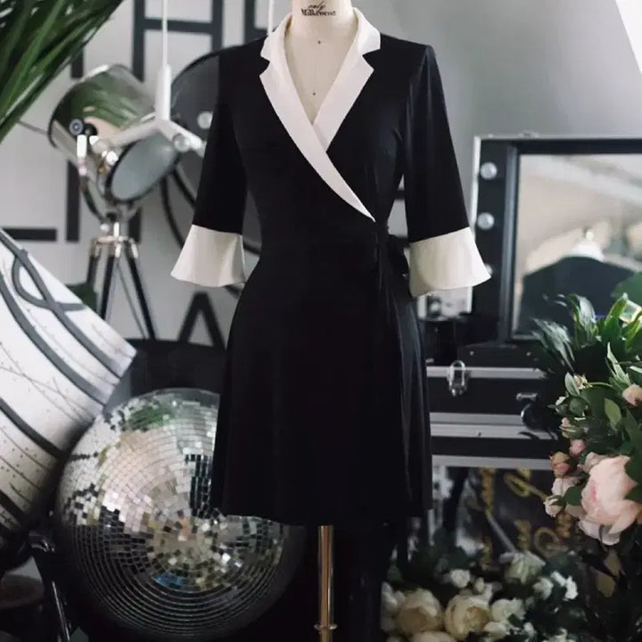 [SOLD OUT] 밀크코코아 자체제작 amelie 아멜리에 카라 테일러드 랩 원피스 드레스
