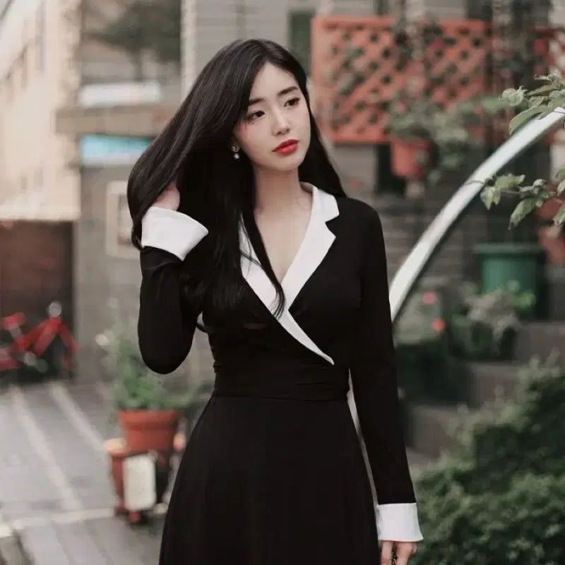 [SOLD OUT] 밀크코코아 자체제작 amelie 아멜리에 카라 테일러드 랩 원피스 드레스
