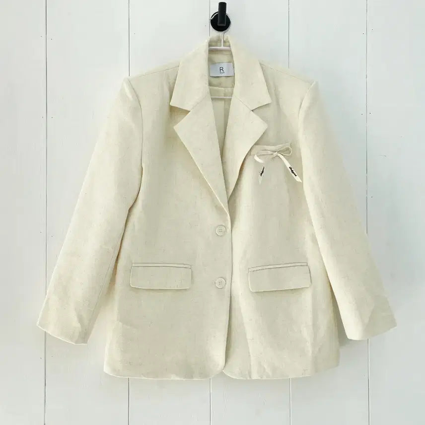 [BUNJANG] R Style Linen Blend Ribbon Detail Two-Button Jacket / R Style 린넨 혼방 리본 포인트 자켓