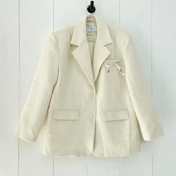 [BUNJANG] R Style Linen Blend Ribbon Detail Two-Button Jacket / R Style 린넨 혼방 리본 포인트 자켓