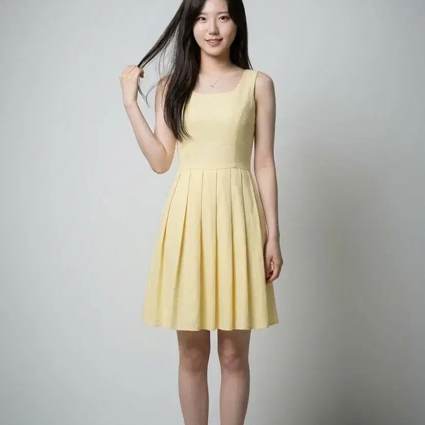 [BUNJANG] Merryna Pleated Sleeveless Mini Dress 2 Colors / (빠른배송/국내제작) 플리츠 나시 원피스 2color