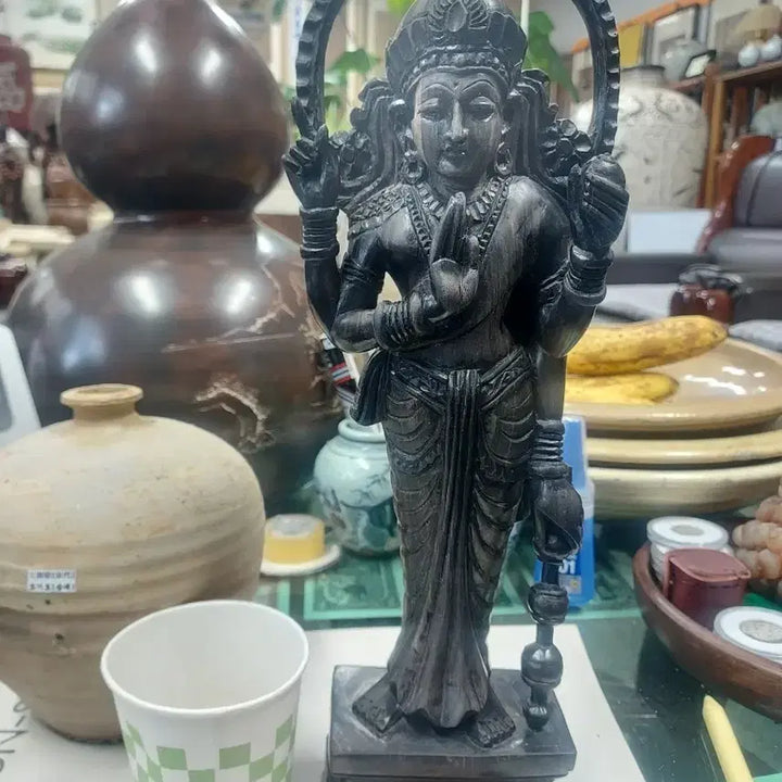 [BUNJANG] Wooden Asian Style Sculpture Ornament / 목조 아시아 신상 조각상 장식품