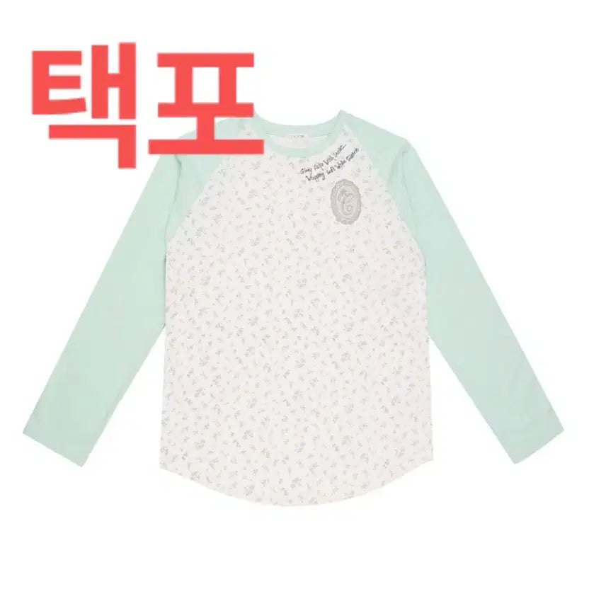 [BUNJANG] 콜로신스 슬립웰 플라워 롱슬리브 민트 티셔츠 / 콜로신스 슬립웰 플라워 롱슬리브 민트 티셔츠