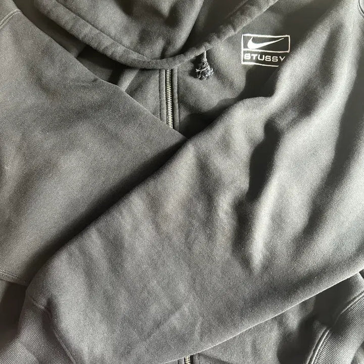 [BUNJANG] Nike x Stussy Washed Fleece Hoodie Black / 나이키 x 스투시 풀 집 워시드 플리스 후드 블랙