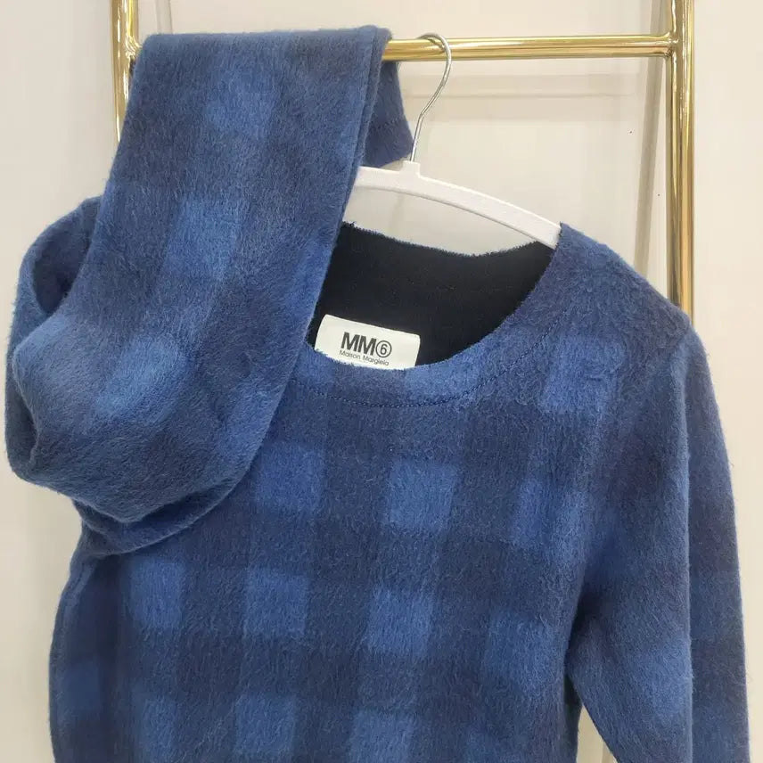 [BUNJANG] MM6 Maison Margiela Blue Check Pattern Knit Sweater / MM6 메종마르지엘라 ㅁ블루 체크 패턴 니트