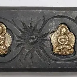 [BUNJANG] Gilt-Bronze Inlaid Wooden Buddhist Scripture &amp; Tibetan Manuscript Antique / 금동불 감입 목제 경판 및 티베트어 필사 본생경 불경 불교 골동품 수집품