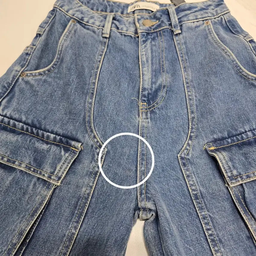 [BUNJANG] ZARA Utility Cargo Denim Wide Pants / 자라 유틸리티 카고 데님  와이드 팬츠