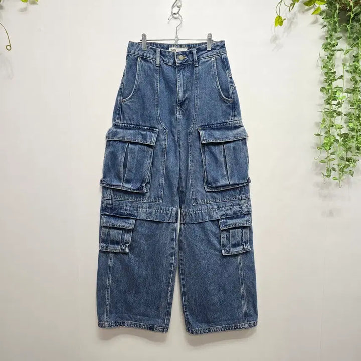 [BUNJANG] ZARA Utility Cargo Denim Wide Pants / 자라 유틸리티 카고 데님  와이드 팬츠