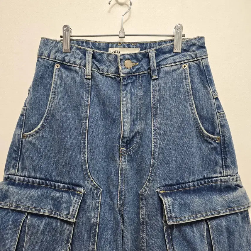 [BUNJANG] ZARA Utility Cargo Denim Wide Pants / 자라 유틸리티 카고 데님  와이드 팬츠