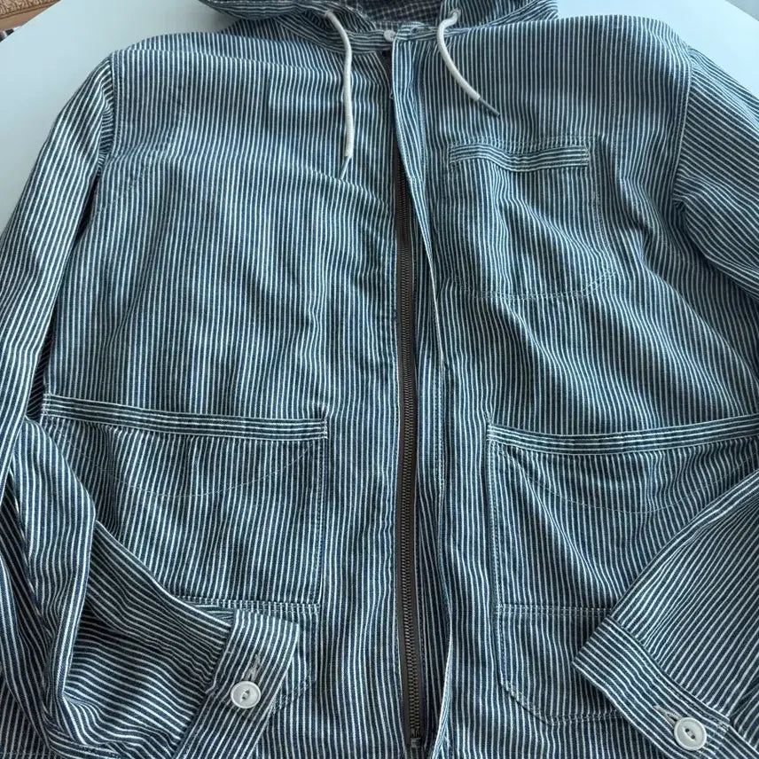 [BUNJANG] RRL Indigo Striped Twill Hooded Jacket / 더블알엘(RRL) 인디고 스트라이프 트윌 후드 자켓 M