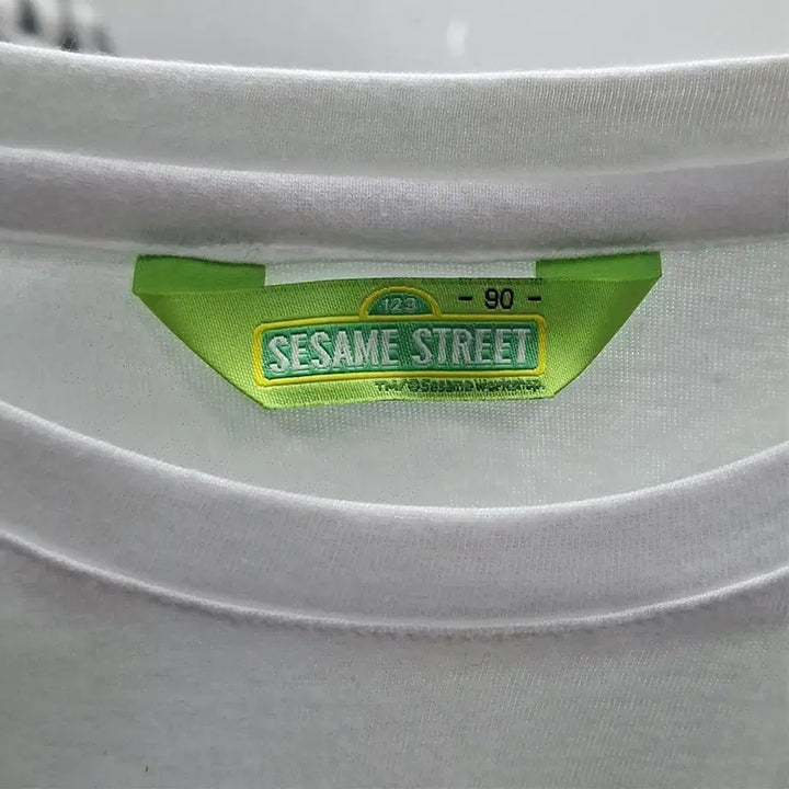 [BUNJANG] Sesame Street Cookie Monster T-shirt / 세사미스트리트 여성 반팔티 90 화이트 오버핏 06950