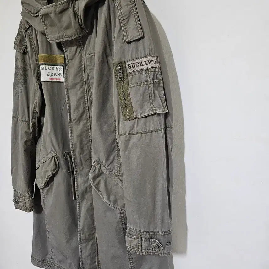 [BUNJANG] Buckaroo Vintage Y2K Long Hooded Coat XL / 버커루 빈티지  y2k야상 후드 카키색상  롱 코트 XL.