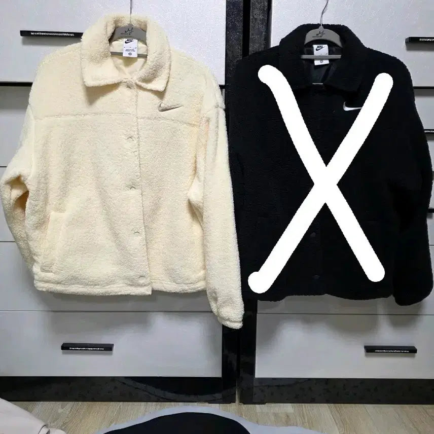 [BUNJANG] Nike Fleece Jacket Ivory / 나이키 뽀글이 플리스 자켓 아이보리