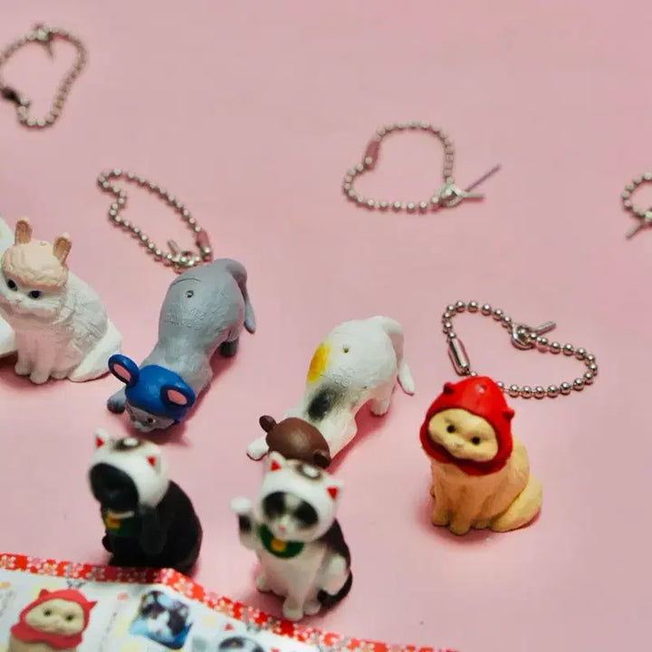 [BUNJANG] Bandai Cosplay Nyan Cat Figure Keychain Set / 반다이 코스프레 냥코 고양이 피규어 키링 6종세트